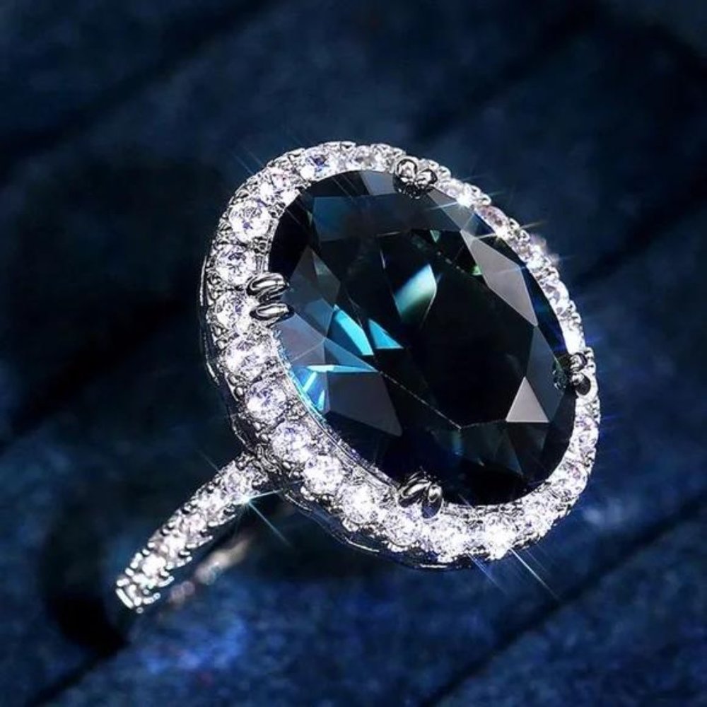 LONDON BLUE 925 STERLING SILVER DIAMOND RING - Picture 2 of 6